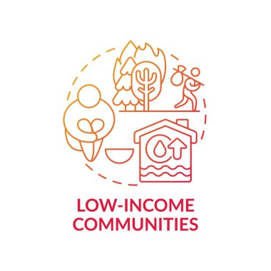 Low-income communities concept icon. Climate justice idea thin line illustration. Poor mental health outcomes. Environmental resposibility. Vector isolated outline RGB color drawing clipart