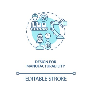 Üretim konsepti ikonu için tasarım. Gereksiz maliyet stratejisi fikrinin incelenmesi. Şirket gelişiyor. Vektör izole edilmiş RGB renk çizimi. Düzenlenebilir vuruş