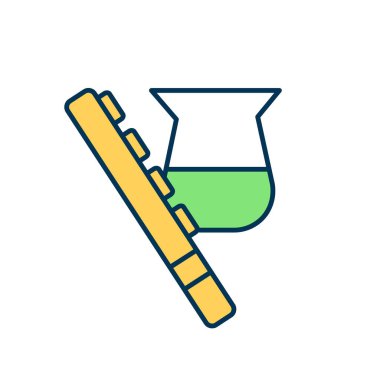 Etnik Hint müzik enstrümanları RGB renk simgesi. Geleneksel Hindistan gelenekleri ve mirası. Etnik müzisyen. Doğu kültürü, doğu kültürü. Festival için flüt ve davul. İzole vektör illüstrasyonu