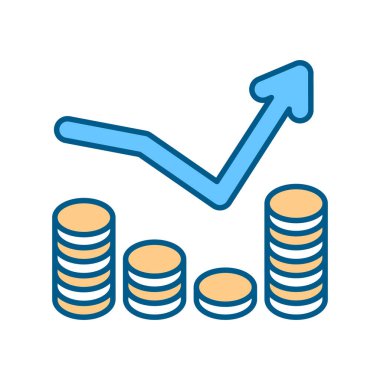 Penny hisseleri RGB renk simgesi. İş yatırım stratejisi. Piyasa ticareti. Geliri arttır. Değişken para birimi. Hesaplama ve muhasebe. Finans ve ekonomi. İzole vektör illüstrasyonu