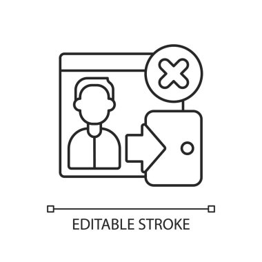 Zıplama oranı doğrusal simgesi. Bölgeye girip çıkan ziyaretçilerin yüzdesi. İnce çizgi özelleştirilebilir illüstrasyon. Contour sembolü. Vektör izole çizim. Düzenlenebilir vuruş