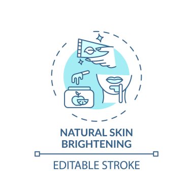 Doğal cilt parlatıcı konsept ikonu. Ev spa fikri ince çizgi çizimi. Siyah noktaları, çilleri ve sivilce izlerini azaltıyor. Vektör izole edilmiş RGB renk çizimi. Düzenlenebilir vuruş