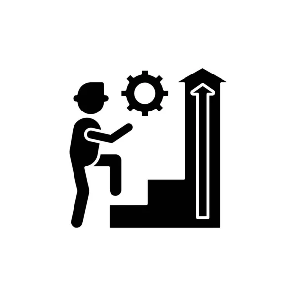 Icono Glifo Negro Persistencia Determinación Trabajo Mejora Del Negocio Liderazgo — Vector de stock