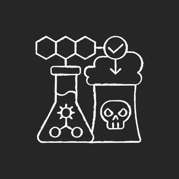 环境生物技术粉笔白色图标黑色背景 化学品生产 生物技术研究 基因工程 石油化工工业 孤立的矢量黑板插图 — 图库矢量图片