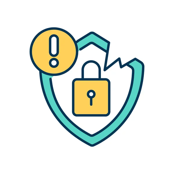 Violación Seguridad Icono Color Rgb Acceso Sistema Seguridad Alerta Ataque — Vector de stock