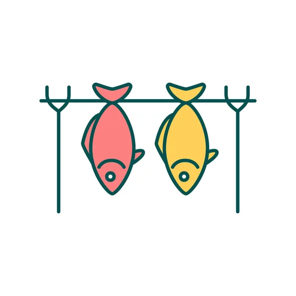 Varmrökt Fisk Rgb Färg Ikon Restaurangmenyn Kafé Kulinariska Kallrökt Tonfisk — Stock vektor