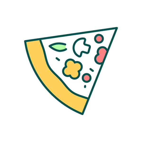 Pizza Darab Rgb Színes Ikon Vega Étel Szelet Gomba Zöldségek — Stock Vector