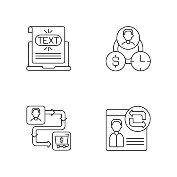 Conjunto Iconos Lineales Análisis Web Creación Enlace Anclaje Para Otros — Vector de stock