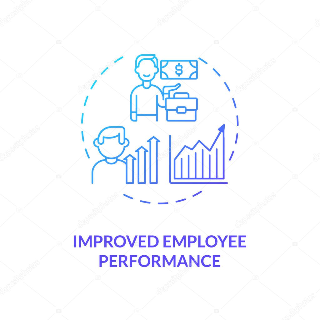 Improved employee performance concept icon. Staff training idea thin line illustration. Organisational development. Increased outputs and efficiency. Vector isolated outline RGB color drawing