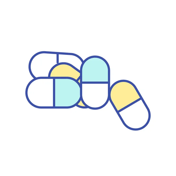 Medicament Rgb Kleurenpictogram Pillen Tablet Pijnstillers Voor Farmaceutische Inname Drugs — Stockvector