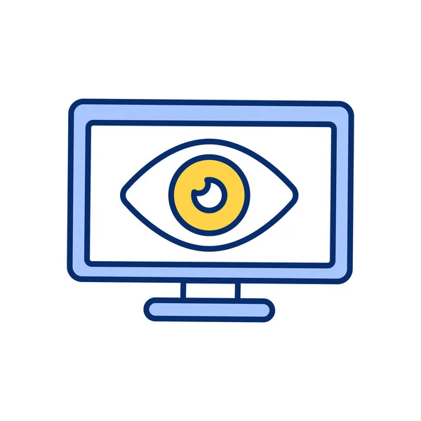 Monitor Employee Activity Computer Rgb Color Icon Illegal Online Surveillance — Stock Vector