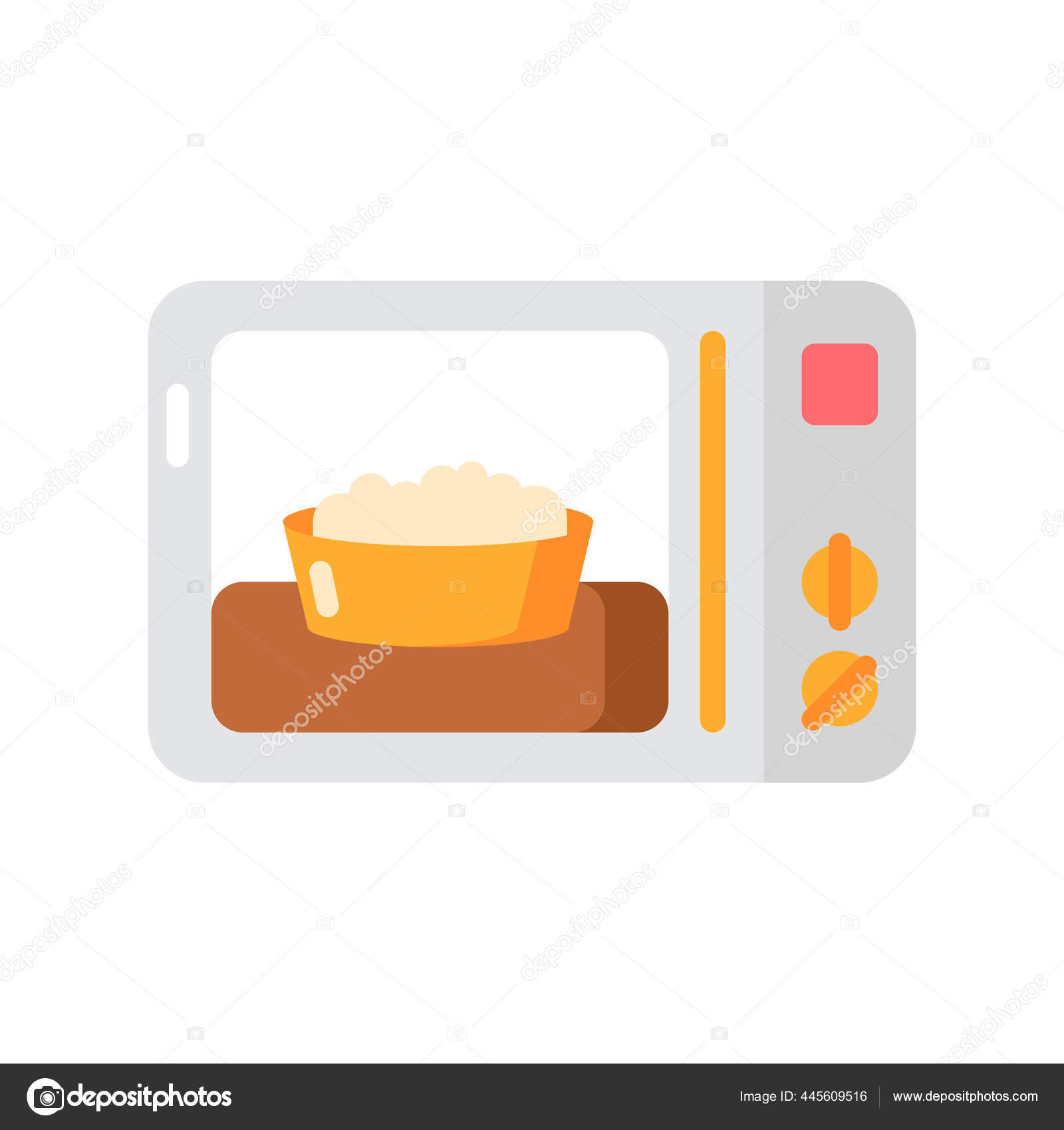 食事ベクトルフラットカラーアイコンを用意しました 電子レンジ 加熱されたポップコーンをボウルに入れ 食事の準備 台所用品 料理もできます モバイルアプリの漫画スタイルのクリップアート 独立したrgbイラスト ストックベクター C Bsd