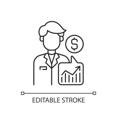 Uzman öngörü doğrusal simgesi. Spor oyunları öngörüsü. Analitik yaklaşım eşleşme tahmininde. İnce çizgi özelleştirilebilir illüstrasyon. Contour sembolü. Vektör izole çizim. Düzenlenebilir vuruş