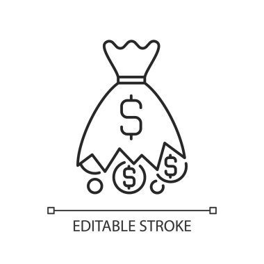 Doğrusal simge kaybediliyor. Bahislerde para kaybetmek. İflas dilekçesi. Kumar bağımlılığı. İnce çizgi özelleştirilebilir illüstrasyon. Contour sembolü. Vektör izole çizim. Düzenlenebilir vuruş