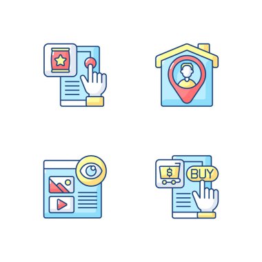 Web analizi RGB renk simgeleri ayarlandı. Tüm görüntüleme sayıları kaydediliyor. Web uygulamanızda önemli veriler toplanıyor. İzole vektör çizimleri