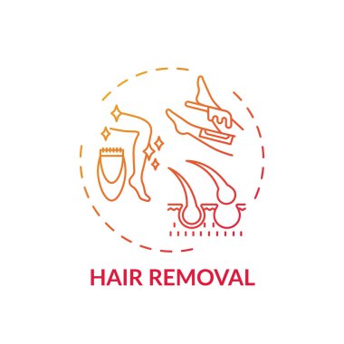 Saç çıkarma konsepti ikonu. Güzellik prosedürü fikri ince çizgi çizimi. Ağda, tıraş, cımbız. Tıbbi, kozmetik tedavi. Depilatuar krem, şekerleme. Vektör izole edilmiş RGB renk çizimi