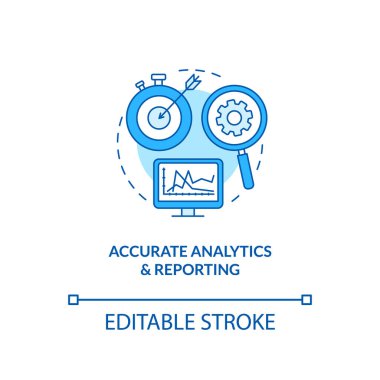 Doğru analiz ve rapor konsepti simgesi. Ticari büyüme fikrini tahmin etmek ince çizgi çizimi. Başarıyı ve başarısızlıkları ölçmek. Vektör izole edilmiş RGB renk çizimi. Düzenlenebilir vuruş