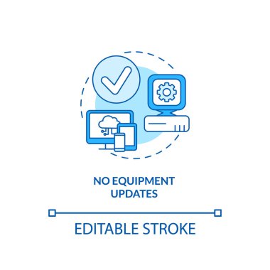 Teçhizat güncelleme konsepti simgesi yok. SaaS 'ın faydası ince çizgi çizimi. Bulut hesaplama. Veri işleme için sanal makine. Vektör izole edilmiş RGB renk çizimi. Düzenlenebilir vuruş