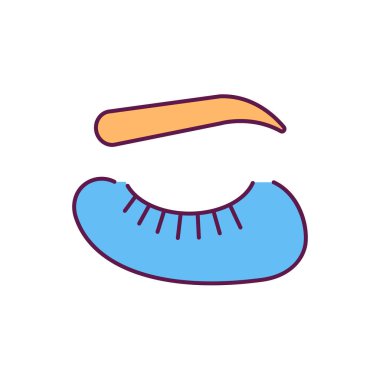 Göz altı yamaları RGB renk simgesi. Rahatlatıcı göz tedavisi. Kuru cilt sulandırıcı. Kırışıklıklar ve şişkinlik azaltımı. Göz altı maskeleri. Siyah halkalar azalıyor. İzole vektör illüstrasyonu