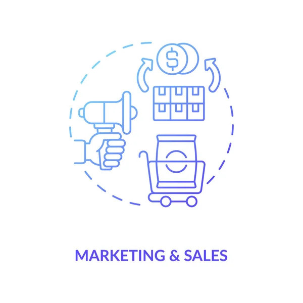 Estrategias Marketing Icono Concepto Gradiente Azul Mejora Nivel Ventas Aumentar — Vector de stock