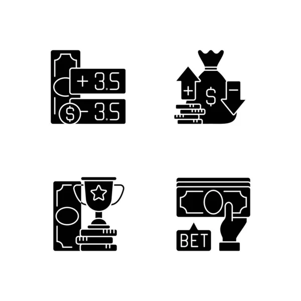 Szerencsejáték Fekete Jel Ikonok Beállítva Fehér Térben Pontszórás Pénzvonal Készpénzdíj — Stock Vector