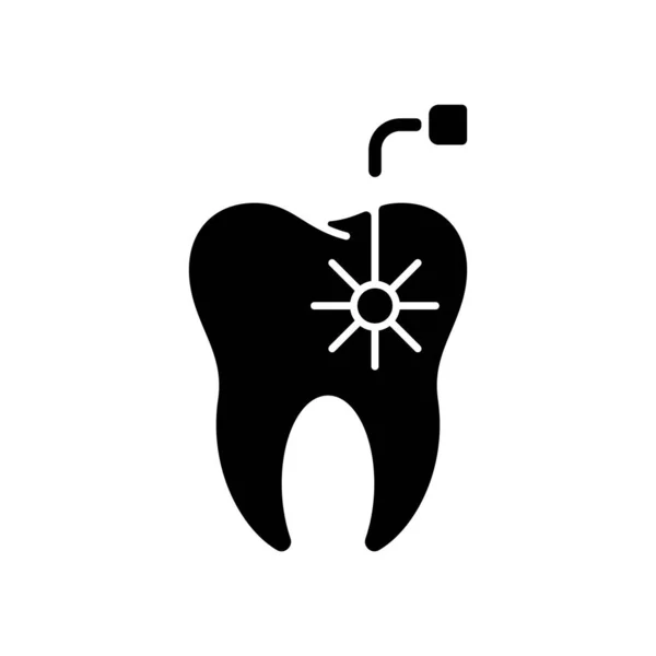 Laser Dental Procedures Black Glyph Icon Tooth Laser Dentistry Instruments — Stock Vector