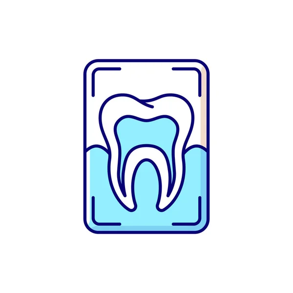 Zubní Rentgen Rgb Barevná Ikona Zubařská Péče Zubní Radiografie Nástroje — Stockový vektor