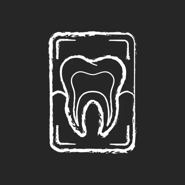 Icono Blanco Tiza Rayos Dental Sobre Fondo Negro Atención Odontológica — Vector de stock