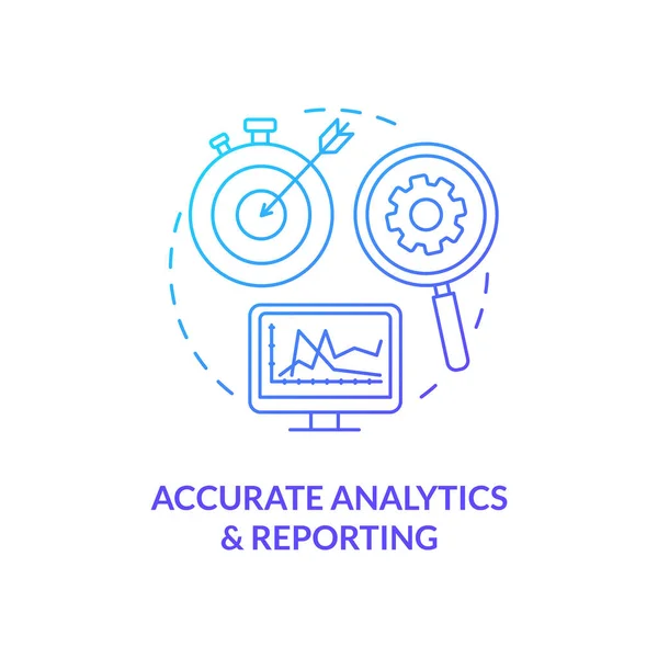 Accurata Icona Del Concetto Analisi Reporting Marketing Sforzi Miglioramento Idea — Vettoriale Stock