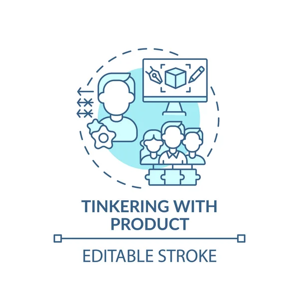 Tinkering Com Ícone Conceito Produto Cocriação Tipo Ideia Linha Fina — Vetor de Stock