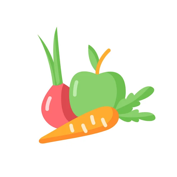 果物や野菜ベクトルフラットカラーアイコン 新鮮な有機食品 健康ベジタリアンレシピ成分 プレミアム品質の農場食品 モバイルアプリの漫画スタイルのクリップアート 独立したRgbイラスト — ストックベクタ