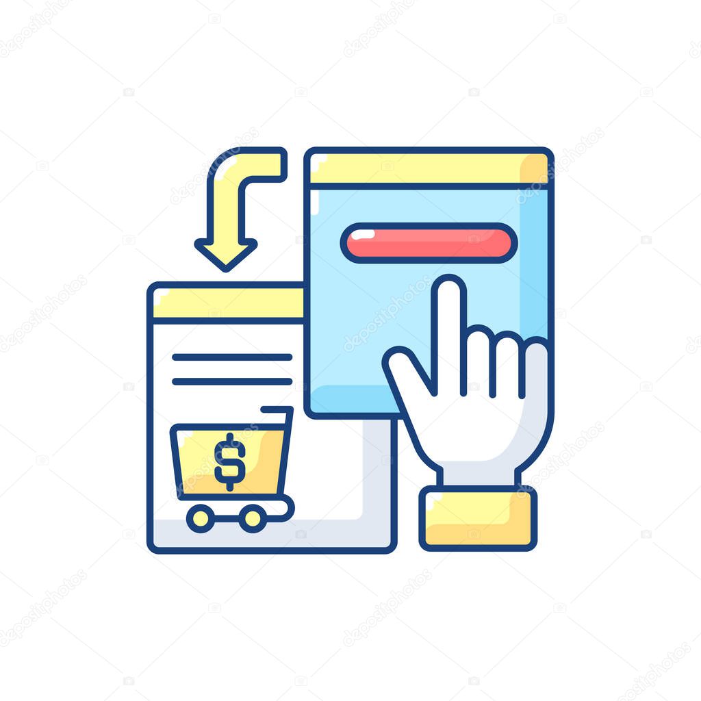 Referring sites RGB color icon. Denote incoming traffic on website as result of clicking on link on some other site. Isolated vector illustration