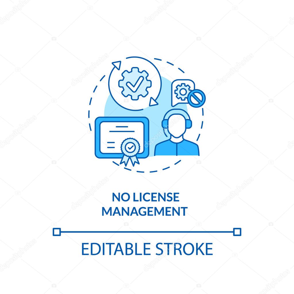 No license management concept icon. Software as service benefit idea thin line illustration. Automation systems. Using most recent version. Vector isolated outline RGB color drawing. Editable stroke