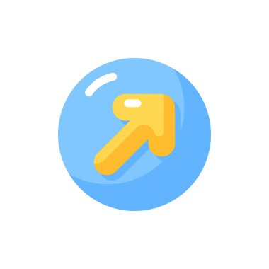 Ok vektörü düz renk simgesi. Kullanıcı yolu gösteriliyor. Başvuru için yön işareti. Arayüz UI bileşeni. Akıllı telefon düğmesi. Mobil uygulama için çizgi film klip sanatı. İzole edilmiş RGB illüstrasyonu