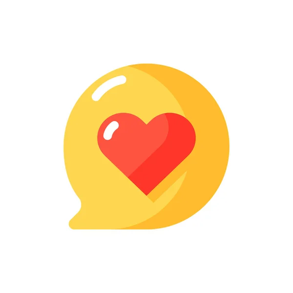 ハートベクトルフラットカラーアイコン ソーシャルメディアのプラットフォームのように 愛情を表現する インターネット上でデート オンライントーク モバイルアプリの漫画スタイルのクリップアート 独立したRgbイラスト — ストックベクタ