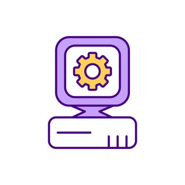 Ekipman yükseltme RGB renk simgesi. Eski yazılım ve donanım değiştiriliyor. Performans, kapasite ve kabiliyet artışı. Aygıtlar güncelleniyor. Teknoloji modernizasyonu. İzole vektör illüstrasyonu