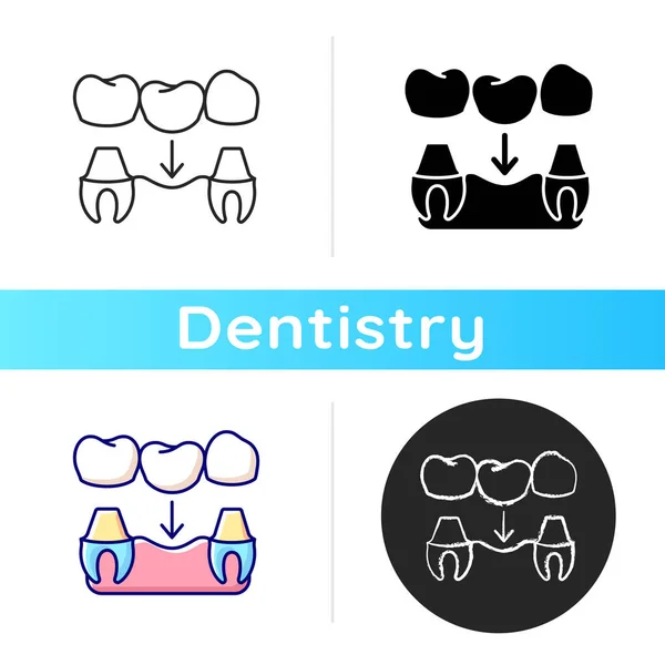 Ikone Der Zahnprothetik Implantatdesign Instrumente Zur Zahnärztlichen Behandlung Zeitgenössische Zahnbehandlung — Stockvektor