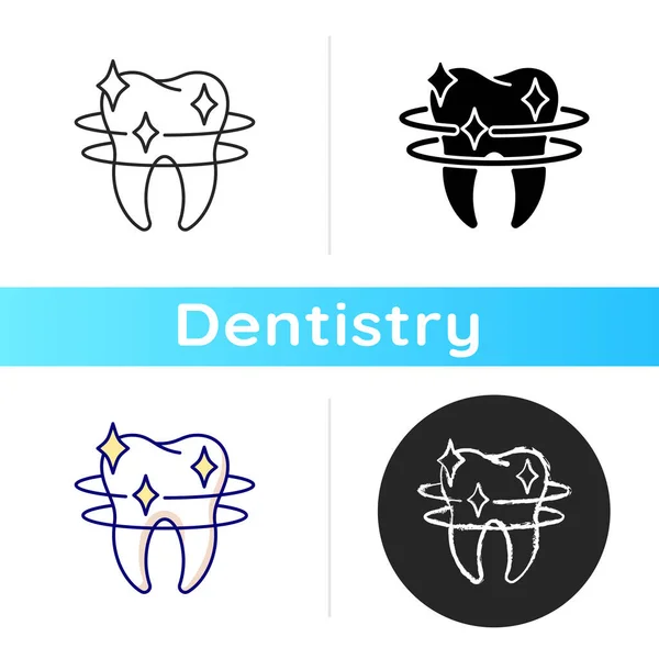 Ikone Der Zahnreinigung Professionelle Zahnpflege Instrumente Zur Zahnärztlichen Behandlung Schneeweißes — Stockvektor