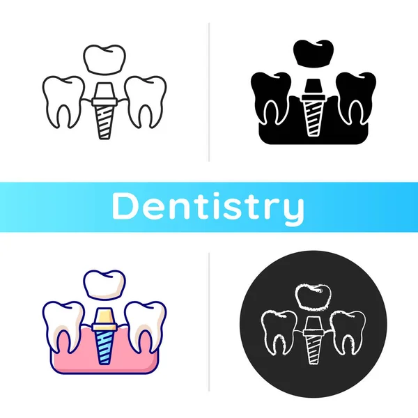 Zahnimplantate Verfahren Symbol Prozess Der Zahnerholung Zahnchirurgie Professionelle Kosmetikstomatologie Lineare — Stockvektor