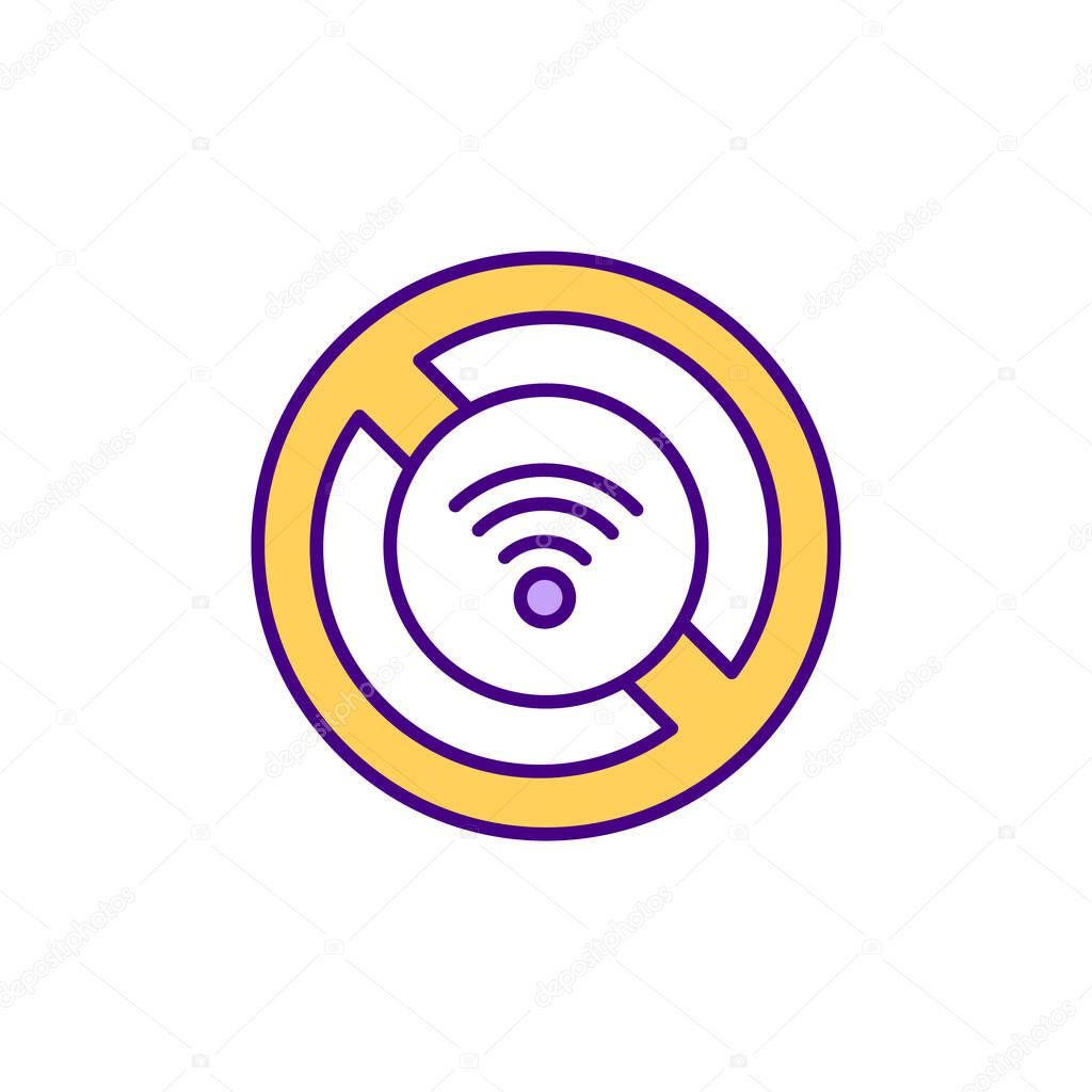 No Internet access RGB color icon. WiFi connectivity issue. Coping with unstable network access. Wireless network configuration. Technical difficulties. Isolated vector illustration