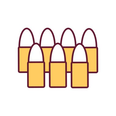 Yüksek kapasiteli mermi şarjörleri RGB renk ikonu. Tabanca envanteri. Saldırı tüfeği için mermiler. Silah kontrolü ve şiddet. Ateşli silahlar yönetmeliği. - Silah atışı. İzole vektör illüstrasyonu