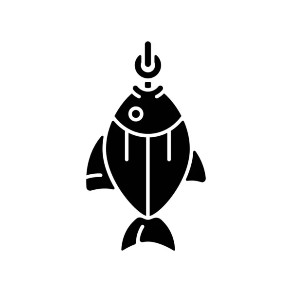 Fisch Haken Schwarzes Glyphen Symbol Fischerturnier Anglertrophäe Wiederherstellung Der Nahrungsmittelversorgung — Stockvektor