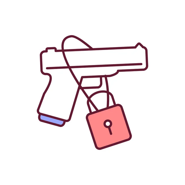 Цвет Значка Rgb Предотвращение Насилия Замок Безопасности Защиты Ограничение Оружия — стоковый вектор