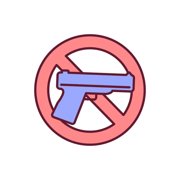 Prohibición Armas Icono Color Rgb Prevención Violencia Restricción Armas Proteger — Vector de stock