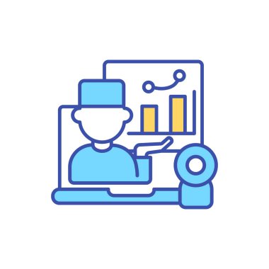 Elektronik sağlık rekoru RGB renk simgesi. Online hasta tedavisi. Bilgisayar ekranında klinik rapor sunumu. Elektronik sağlık hizmeti. Telesağlık servisi. İzole vektör illüstrasyonu