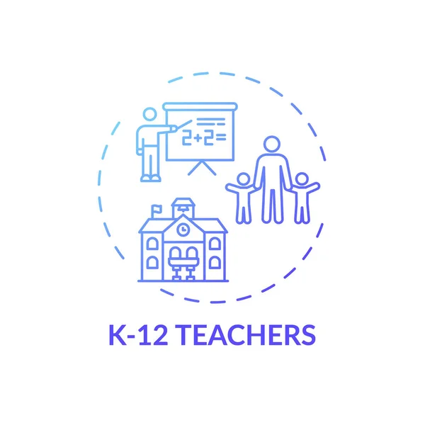 K12教师概念图标 在线教学的工作类型 教师在幼儿园到12年级之间进行思想细线教学 矢量隔离轮廓Rgb彩绘 — 图库矢量图片