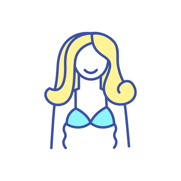 Más Tamaño Modelo Rgb Icono Color Chica Sonriente Cuerpo Positivo — Vector de stock