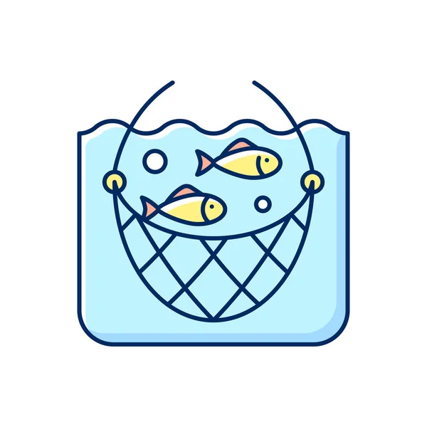 Das Rgb Farbsymbol Für Fischernetze Kommerzielle Fanggeräte Ernte Von Meeresnahrung — Stockvektor