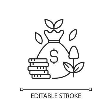 Maliyet verimliliği doğrusal simgesi. Maksimum tarım karlılığı. Akıllı hasat. Dijital tarım teknolojisi. İnce çizgi özelleştirilebilir illüstrasyon. Contour sembolü. Vektör izole çizim. Düzenlenebilir vuruş