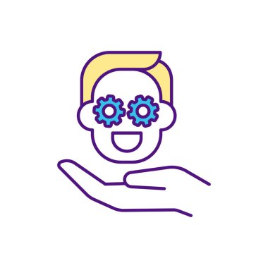 Yaratıcı tüketici RGB renk simgesi. Müşteri odaklı tasarım. Uyum sağlama, modifiye etme, tescilli sunum dönüştürme. Stratejik çözümler geliştirme. Fikir paylaşımı. İzole vektör illüstrasyonu